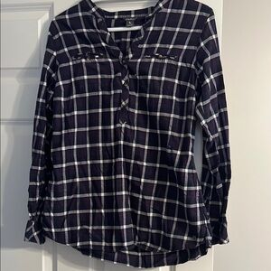 $5 Eddie Bauer Plaid Purple, Black, and White Women's Flannel